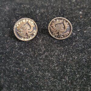 Vintage Men's Sterling Silver Taxco Mexican Design Cufflinks